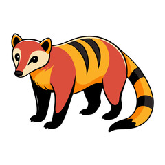 Colorful Cartoon Civet Illustration Standing on White Background