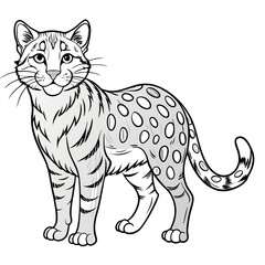 Cartoon style clouded leopard illustration standing on white background
