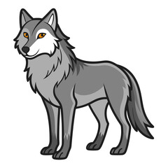 Stylized gray wolf with orange eyes in vector illustration