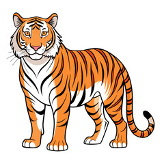 Cartoon Tiger Illustration: Full Body Stance, Isolated