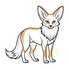 Cartoon fennec fox illustration with orange markings and outlines