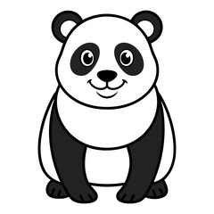 Cartoon panda bear sitting upright with happy facial expression