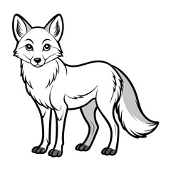 Cartoon Fox Illustration: Bold Outlines and Monochrome Palette