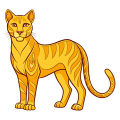 Golden stylized tiger illustration isolated on white background