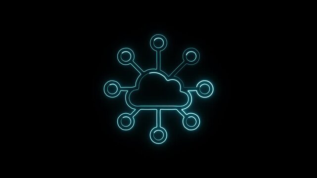 Server Icon Isolated on Black Background, HD Video Animation