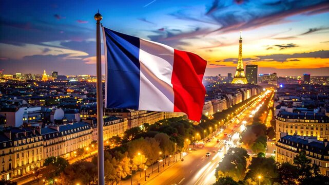 waving france flag