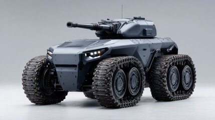 Robotic Tank: A futuristic and robust unmanned ground vehicle, showcases advanced technology and design, hinting at its powerful capabilities and innovative approach.