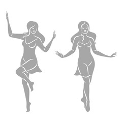 Collection. Silhouette of a woman in style. The girl is slim and beautiful. Lady suitable for aesthetic decor, posters, stickers, logo. Vector illustration set.