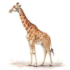 Naklejka premium Watercolor painting of a giraffe isolated on white background