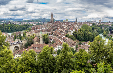 Fototapeta premium Panorama of Bern old city in Switzerland