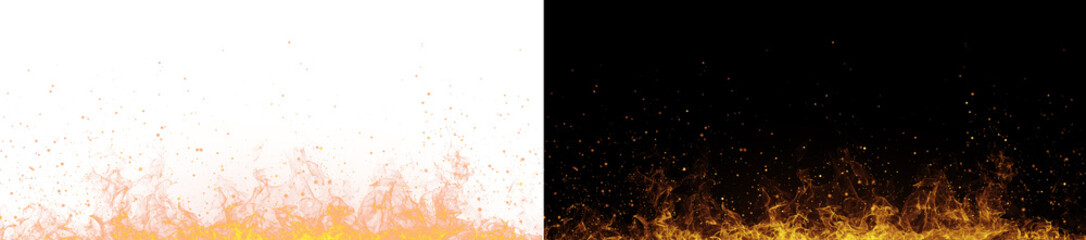Realistic fire flames with sparks. Abstract burning hot background. © Iryna