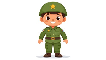 Cute cartoon soldier boy