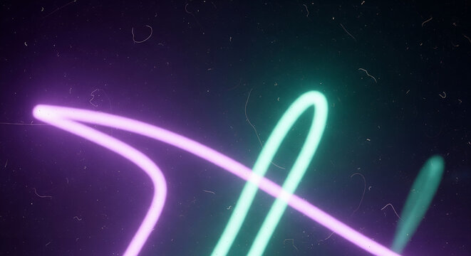 Dynamic swirling lines of glowing neon light in vibrant magenta and cyan, creating an energetic and futuristic abstract visual