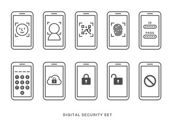 スマホのデジタルセキュリティアイコンセット①