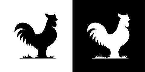Bold rooster silhouette artwork perfect for farm-to-table branding, dynamic logo design, or poultry business marketing, rendered from scalable vector graphics