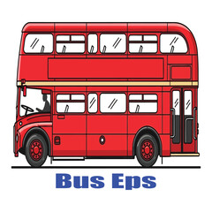 Vintage red double-decker bus vector illustration. Iconic London public transport symbol for travel and tourism.