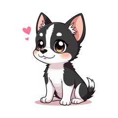 Cute Baby Black and White Chihuahua Clipart 06