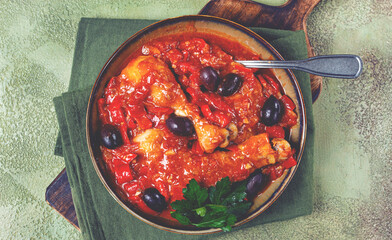 Pollo alla romana, Roman chicken, homemade, no people,