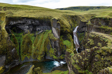 canyon Fjadrarglj&uacute;fur and river Fjadra in Iceland