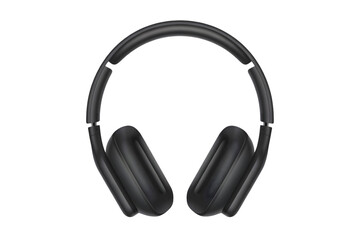Black wireless headphones modern audio equipment for listening to music and entertainment isolated on white background