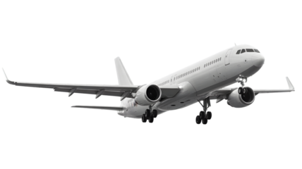 Commercial Airplane in Flight – Landing Gear Extended with Winglets & Twin Engines