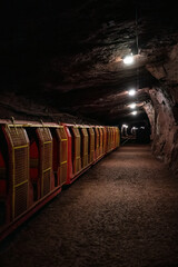 passenger underground train in a mine