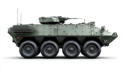 Fototapeta premium Military Armored Vehicle: The image showcases a state-of-the-art military armored vehicle, its formidable design reflecting precision engineering and robust functionality for defense purposes. 
