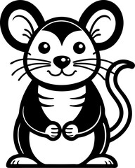 Dutch mouse, vector line art icon, black and white, white background