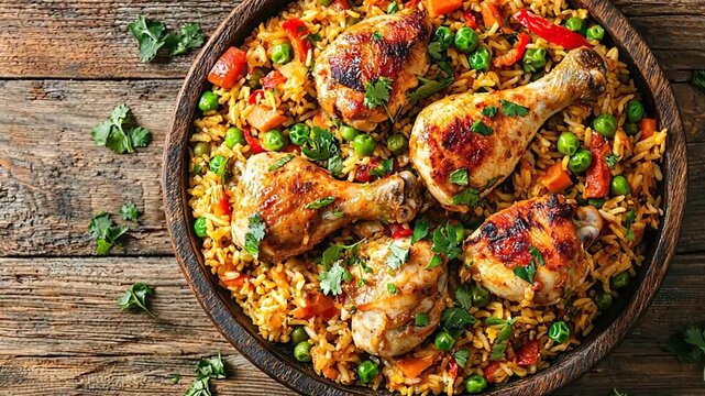 peruvian arroz con pollo with cilantro rice video