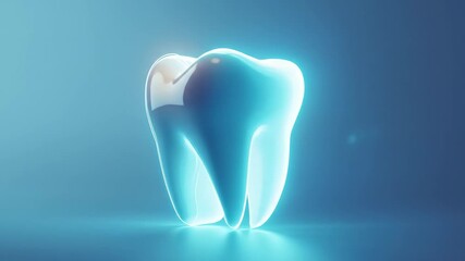 Abstract glowing blue digital tooth representing dental health, dentistry, and oral care with a futuristic and scientific aesthetic - Powered by Adobe