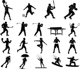 Fototapeta premium Sports Champions Bundle Athletic Silhouettes Collection
