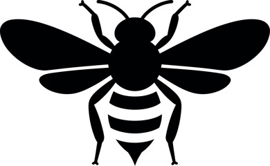 Obraz premium Striking black silhouette of a bee with spread wings, symbolizing nature and industry.