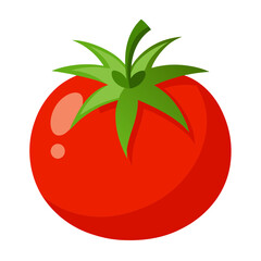 Illustration of a fresh red tomato with green stem vector image perfect for food and cooking blogs