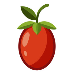 Isolated cartoon tomato vector illustration fresh ripe tomato with green leaves healthy food design