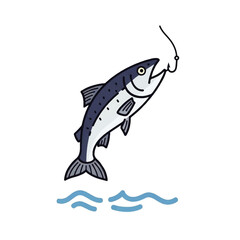 Obraz premium Fish on the hook, ready to be caught A simple illustration of fishing