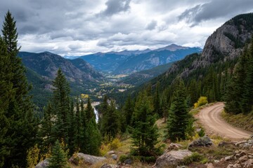 Mountain vista with winding road (1)