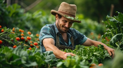 Man Harvesting Veggies.