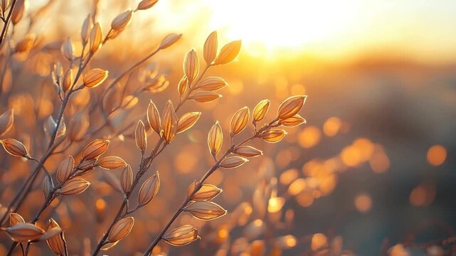 indian cumin pods glowing at sunset in rajasthan desert video