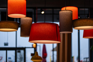 multicolored chandeliers in the room