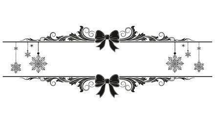 Elegant Christmas ornament frame with snowflakes and bows.