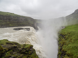 Fototapeta premium waterfall Gullfoss and river Hvítá in Iceland