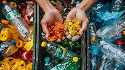 Recycling plastic waste.