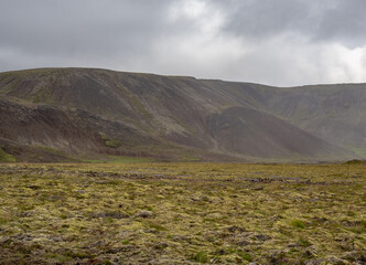lava fields and volcanism on Reykjanes Peninsula in Iceland