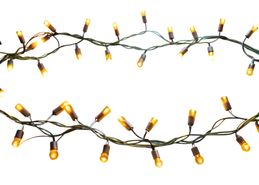 Two Strands of Yellow LED Christmas Lights Keywords: LED lights isolated on a transparent background