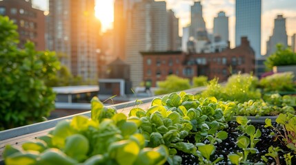 Rooftop Garden Cityscape.
