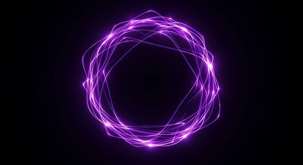 Abstract glowing purple energy ring on black background