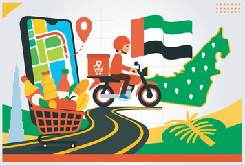 UAE Grocery Store Delivery Service Banner  or Cover Template