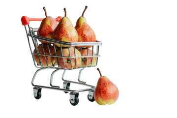 Harvesting autumn's bounty with a cart of ripe pears on a clean countertop isolated on transparent background
