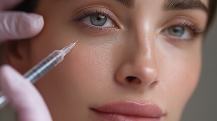 Cosmetic injection treatment near the eye, beauty concept