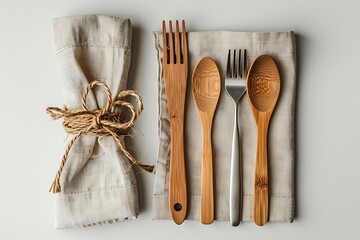 Table setting on cloth.